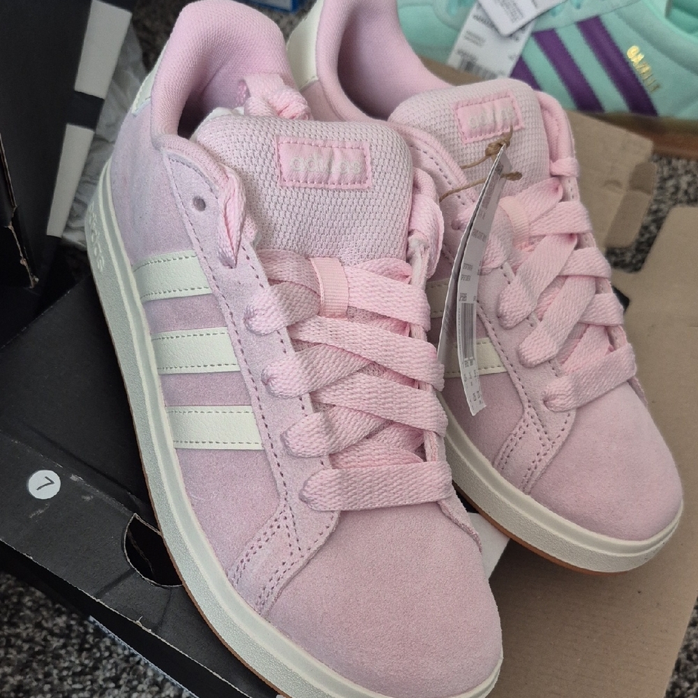adidas Pink Suede Women's Sneakers with White Stripes